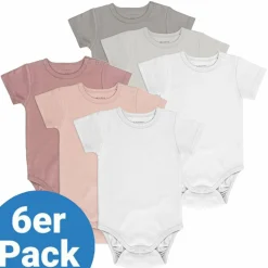 Baby Body Kurzarm OEKO-TEX® 6er Pack - Rose Grau - Gr. 86/92