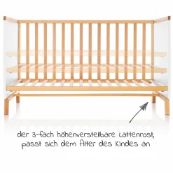 Baby- und Kinderbett Designline Deluxe Buche teilmassiv 70 x 140 cm - Natur Weiß