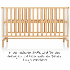 Baby- und Kinderbett Designline Deluxe Buche teilmassiv 70 x 140 cm - Natur Weiß