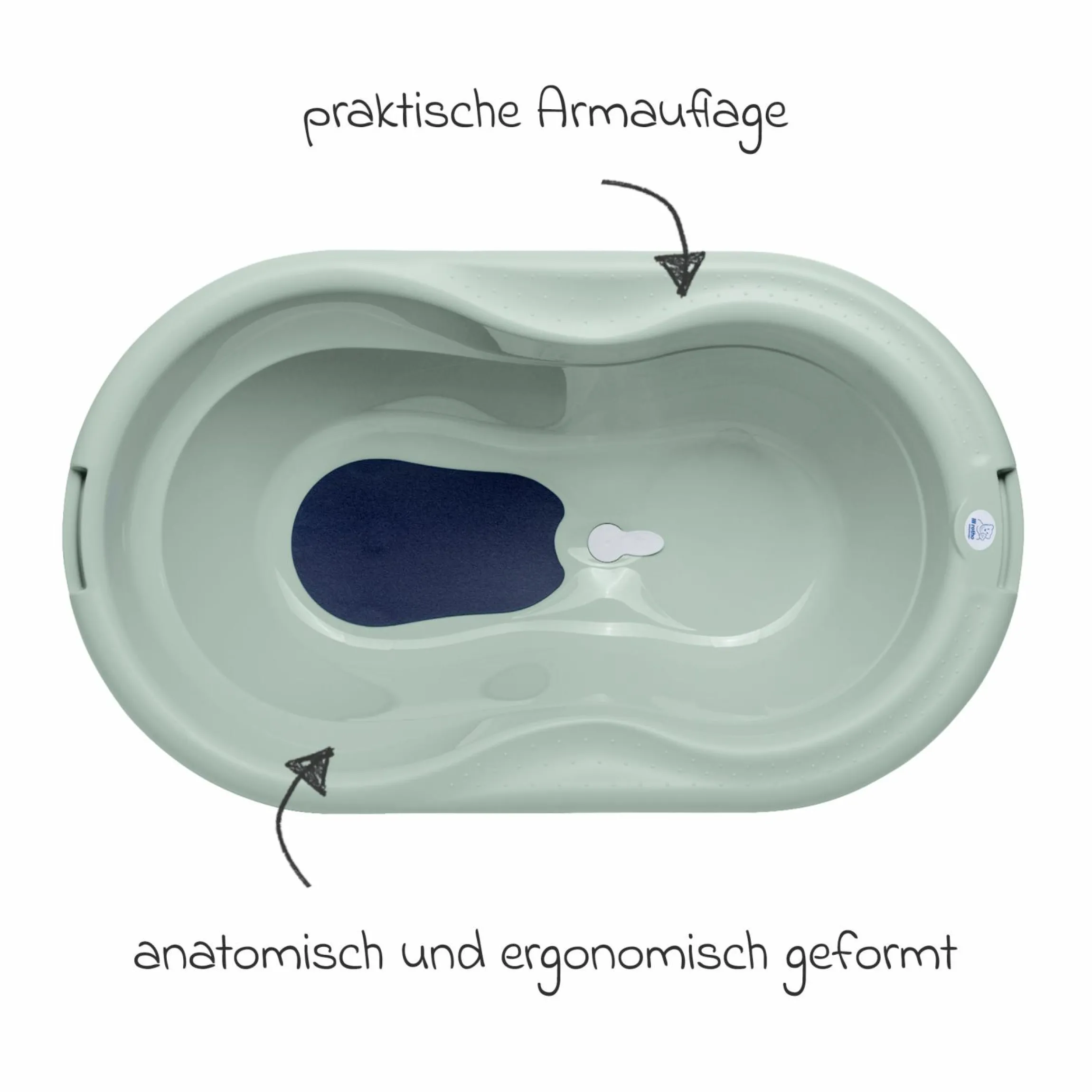 Baby-Badewanne Tilo - mit Anti-Rutschmatte - Sage Green