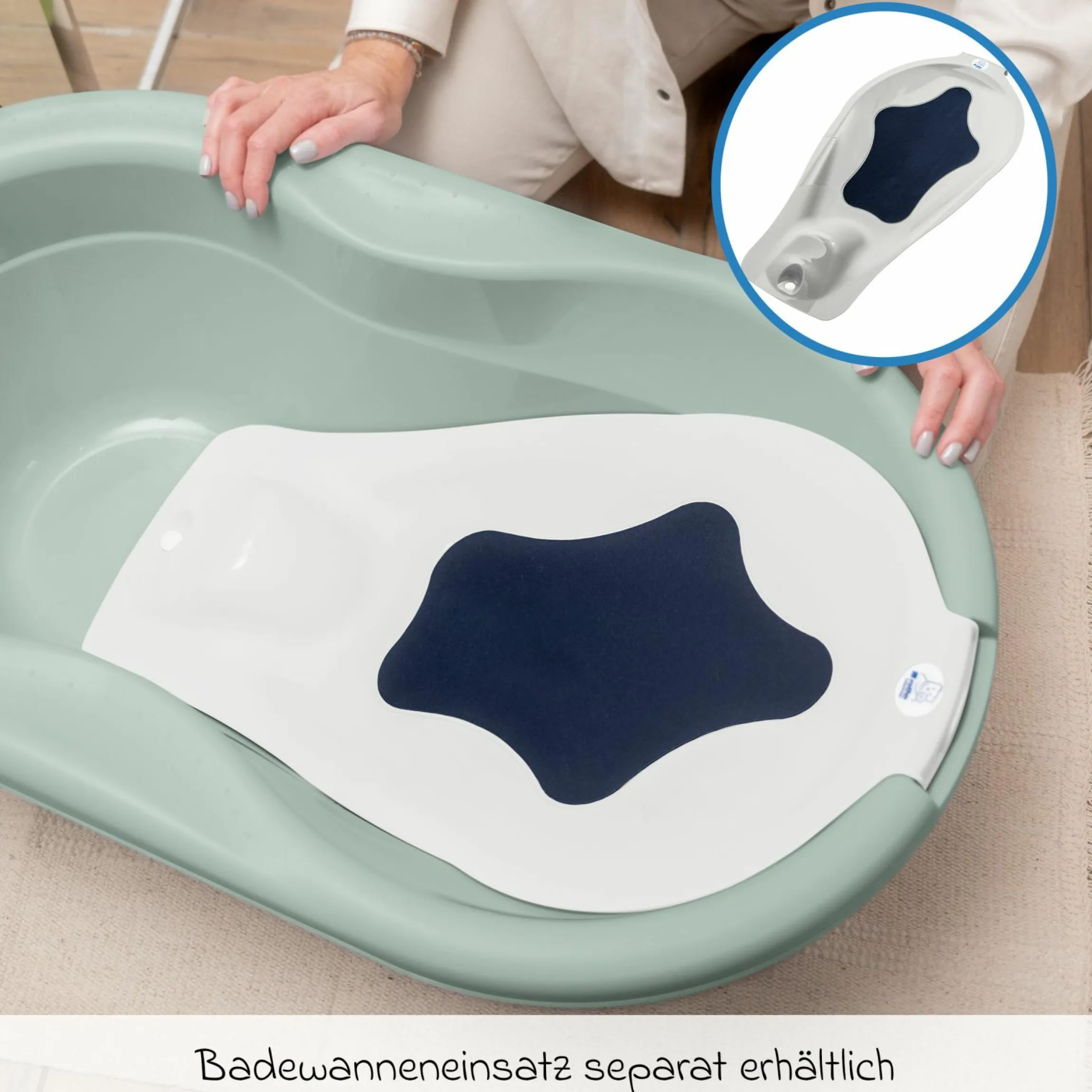 Baby-Badewanne Tilo - mit Anti-Rutschmatte - Sage Green