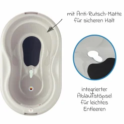 Baby-Badewanne Tilo - mit Anti-Rutschmatte - Cappuccino