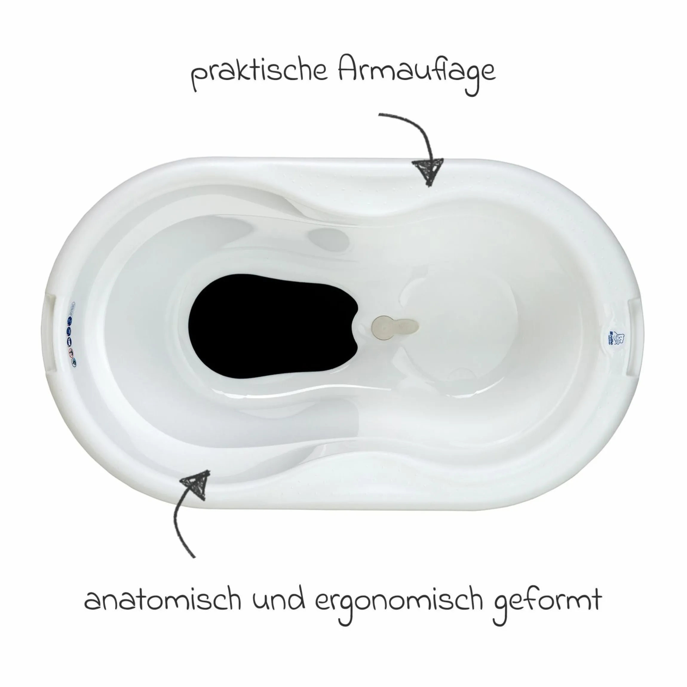 Baby-Badewanne Tilo - mit Anti-Rutschmatte - Mistletoe White