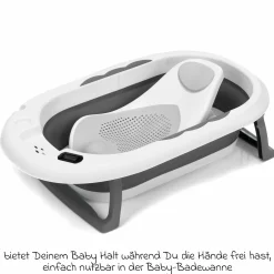 Baby-Badewannensitz Delfin mit ergonomischer Form inkl. Mull-Waschhandschuh 6er Pack - Grau
