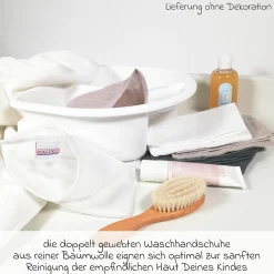 Baby-Badewannensitz Delfin mit ergonomischer Form inkl. Mull-Waschhandschuh 6er Pack - Grau
