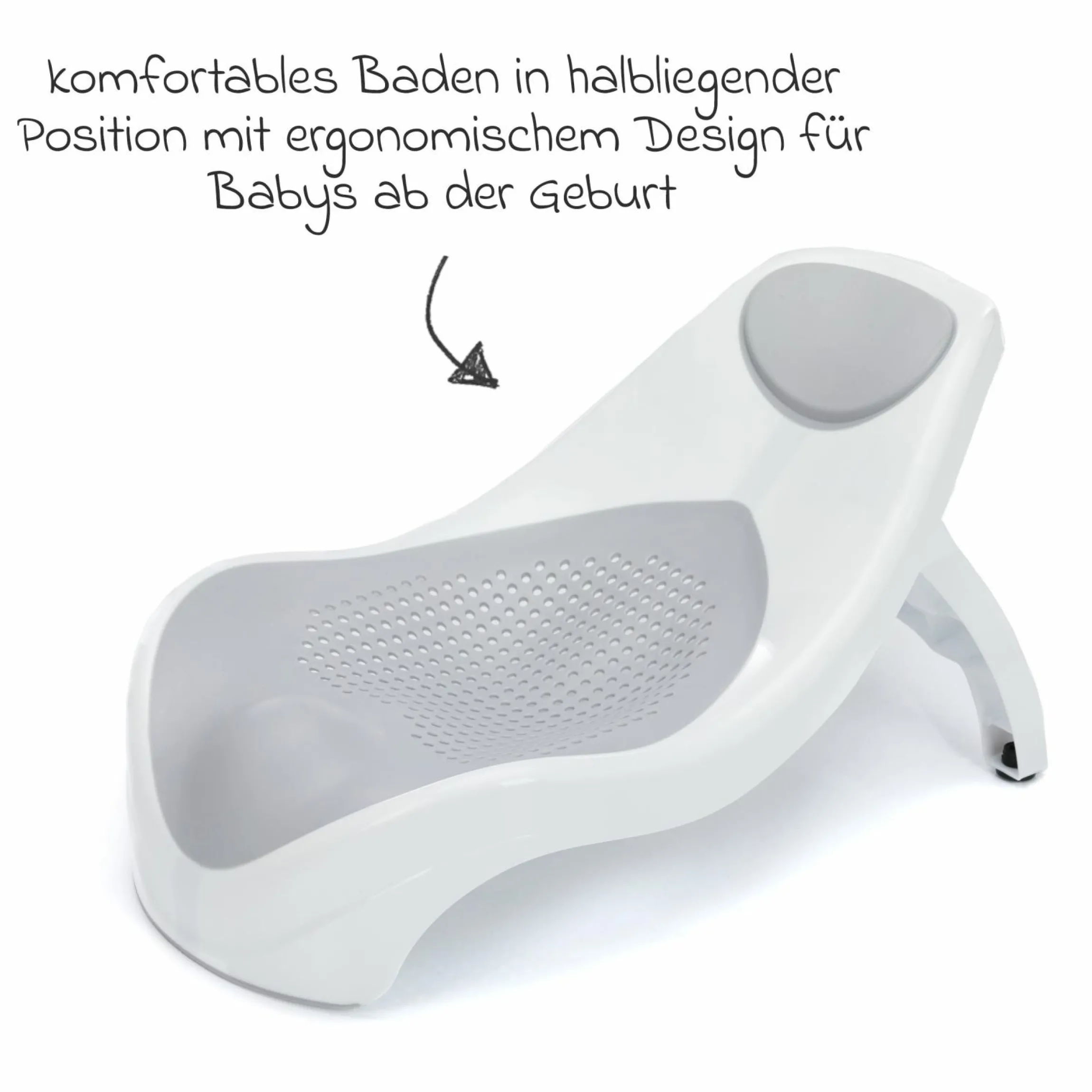 Baby-Badewannensitz Delfin mit ergonomischer Form - Grau