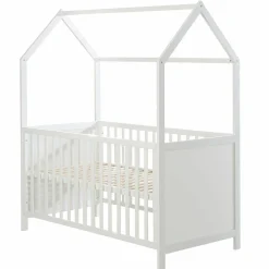 Babybett und Kinderbett in Hausoptik 70 x 140 cm - Weiß