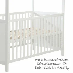 Babybett und Kinderbett in Hausoptik 70 x 140 cm - Weiß