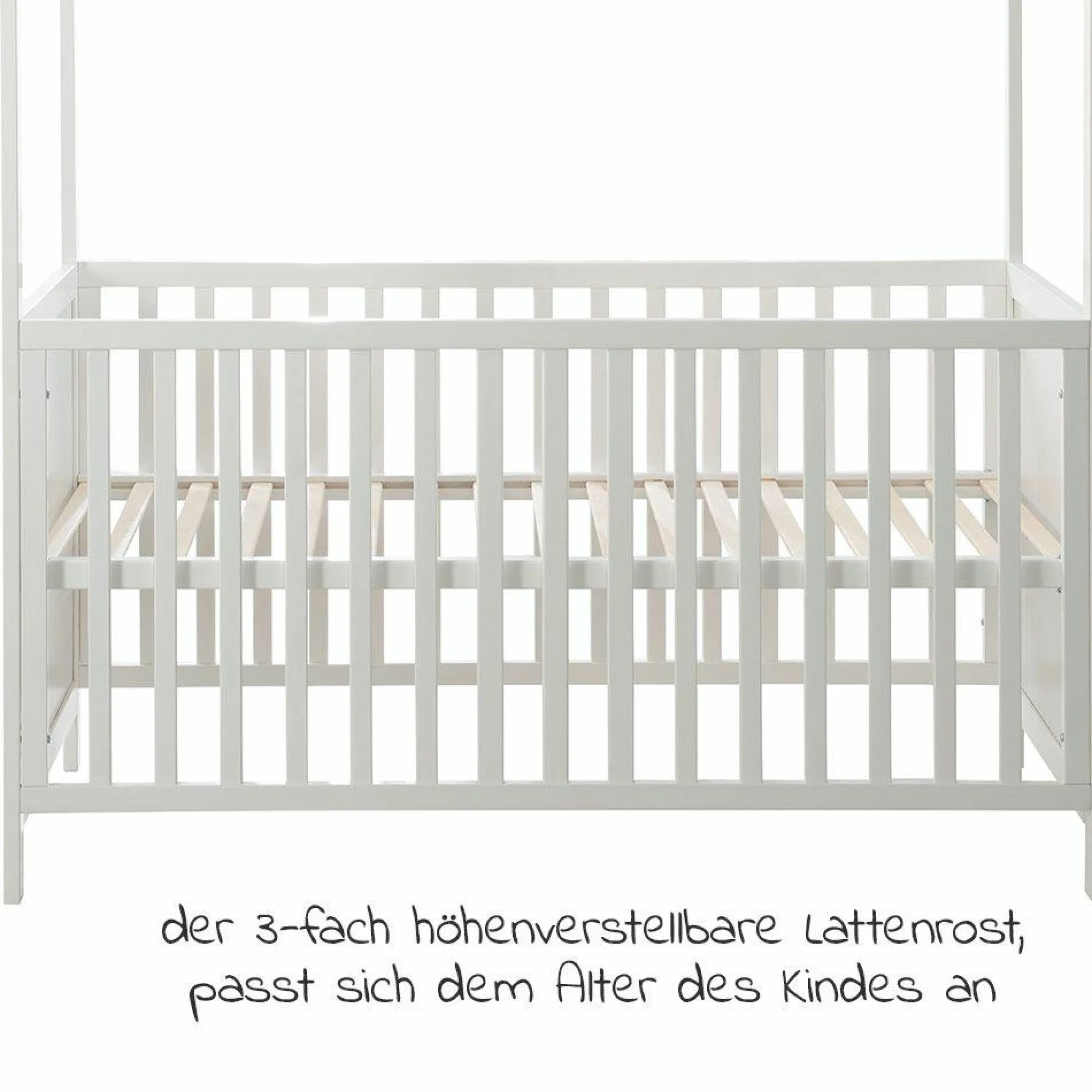 Babybett und Kinderbett in Hausoptik 70 x 140 cm - Weiß