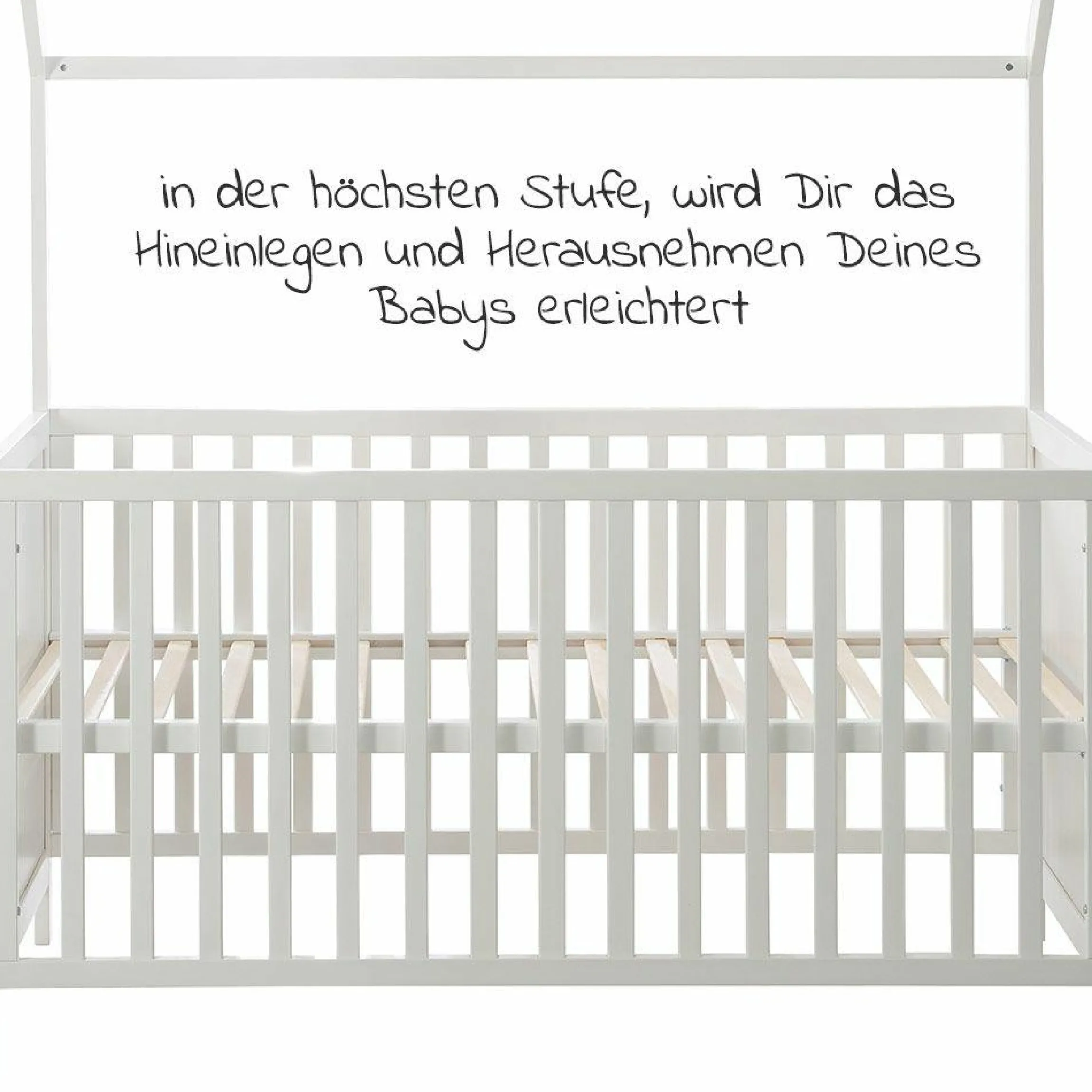 Babybett und Kinderbett in Hausoptik 70 x 140 cm - Weiß