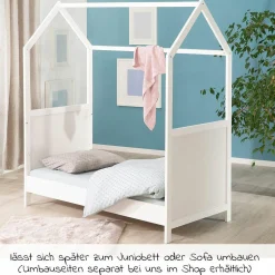 Babybett und Kinderbett in Hausoptik 70 x 140 cm - Weiß