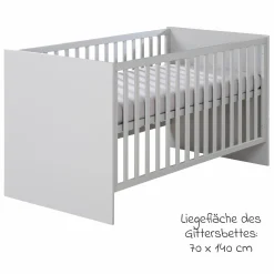 Babybett und Kinderbett Lea mit 3-fach höhenverstellbarem Lattenrost und 3 Schlupfsprossen 70 x 140 cm - Grau - Kollektion 2024