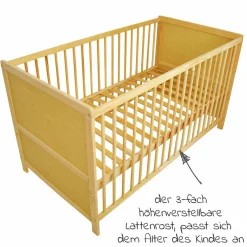 Babybett und Kinderbett Leni 70 x 140 cm - Natur