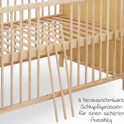 Babybett und Kinderbett Leni 70 x 140 cm - Natur