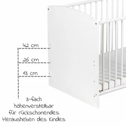 Babybett-Komplett-Set Classic-Line inkl. Bettwäsche, Himmel, Nestchen & Matratze Weiß 70 x 140 cm - Origami - Black