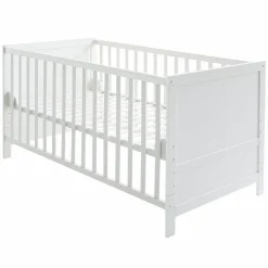 Babybett-Komplett-Set Weiß - inkl. Bettwäsche, Himmel, Nestchen & Matratze 70 x 140 cm - Sternenzauber Grau