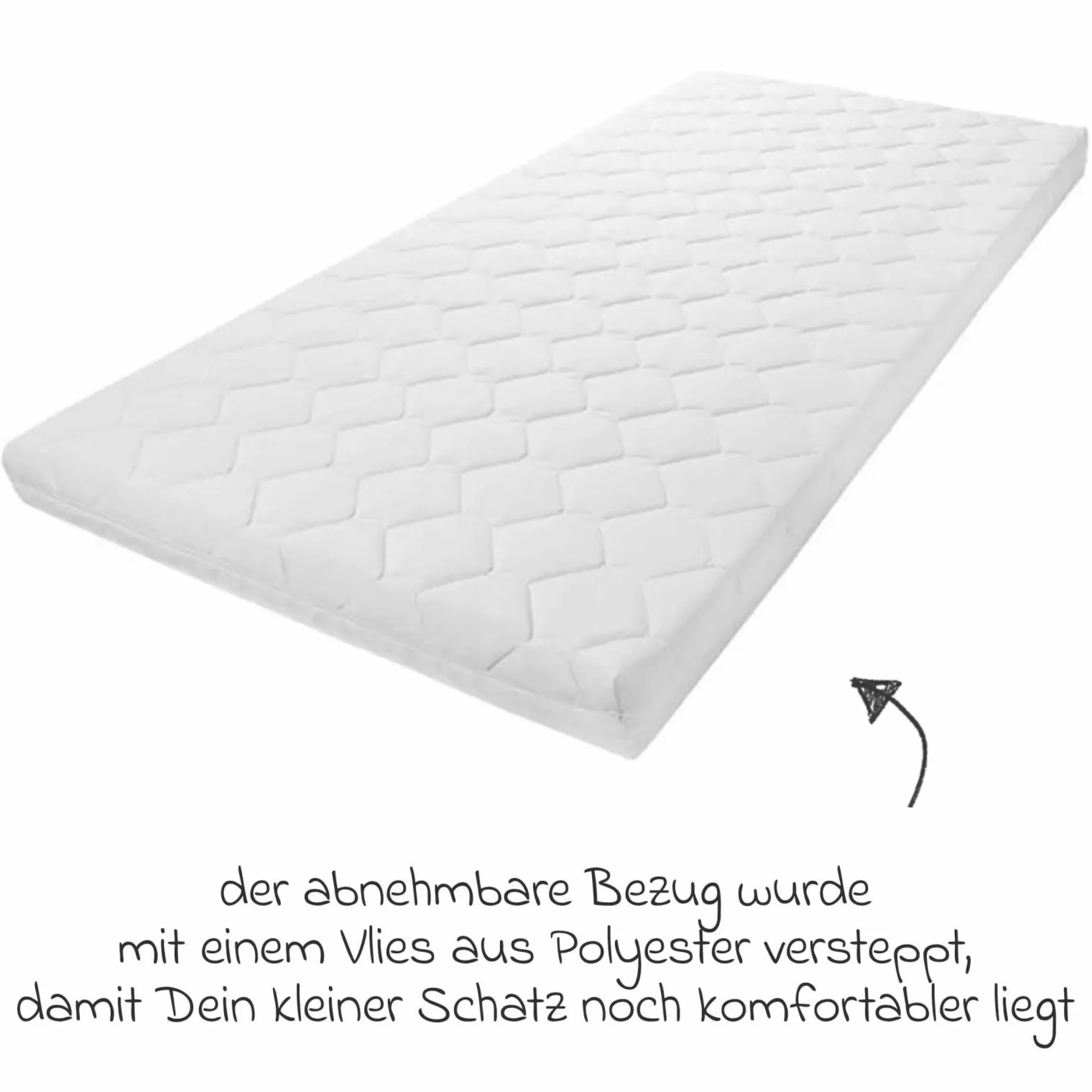 Babybett-Matratze Baby Soft 60 x 120 cm inkl. 2 Spannbettlaken + GRATIS Strampler & Shirt - Let`s have a Party