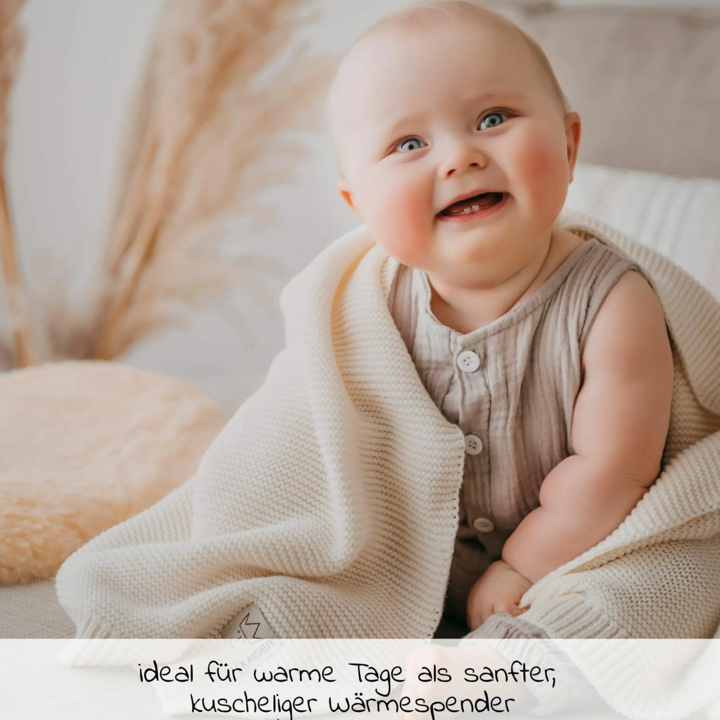 Babydecke Knitt Blanket in Strickoptik 75 x 100 cm - Vanille Ice