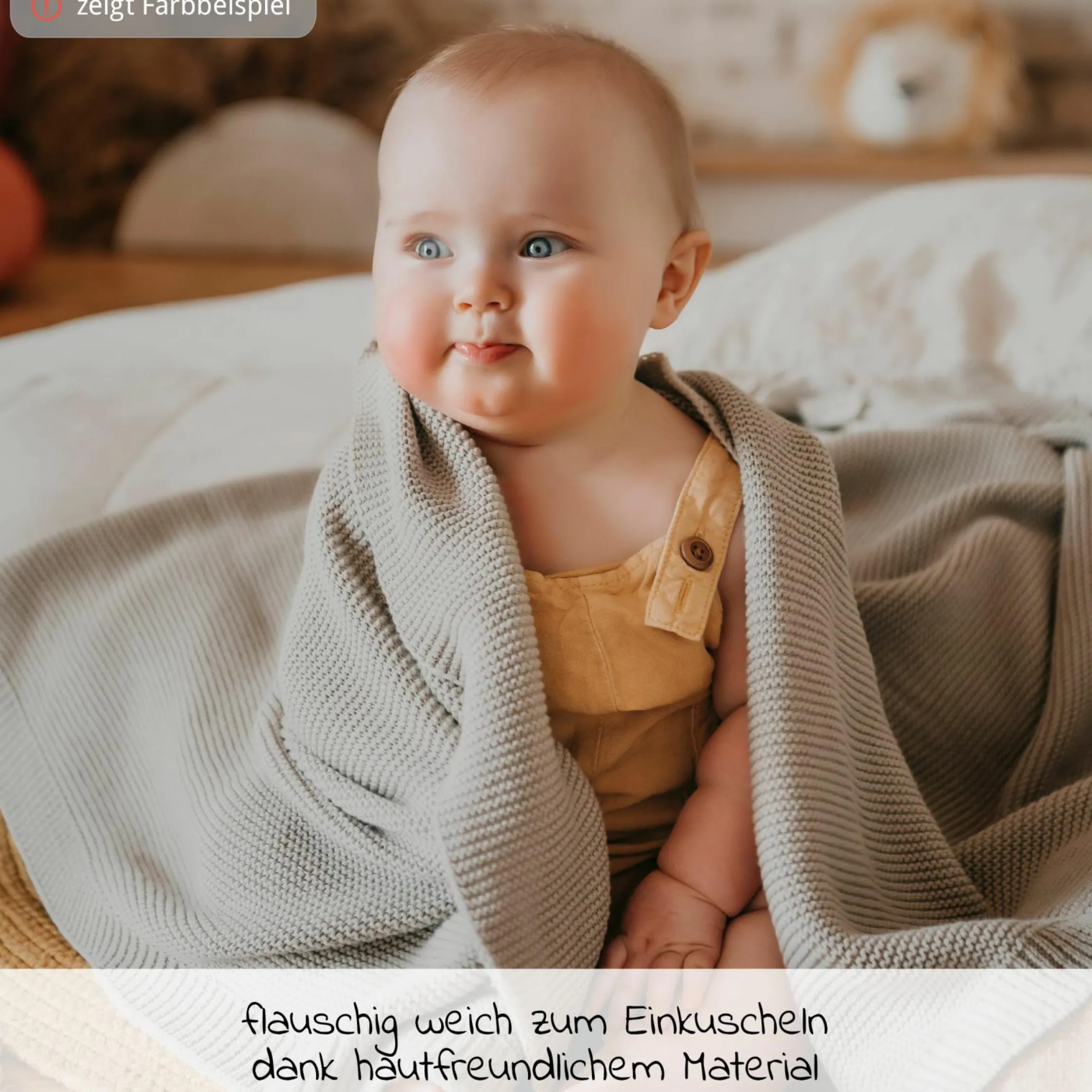 Babydecke Knitt Blanket in Strickoptik 75 x 100 cm - Vanille Ice