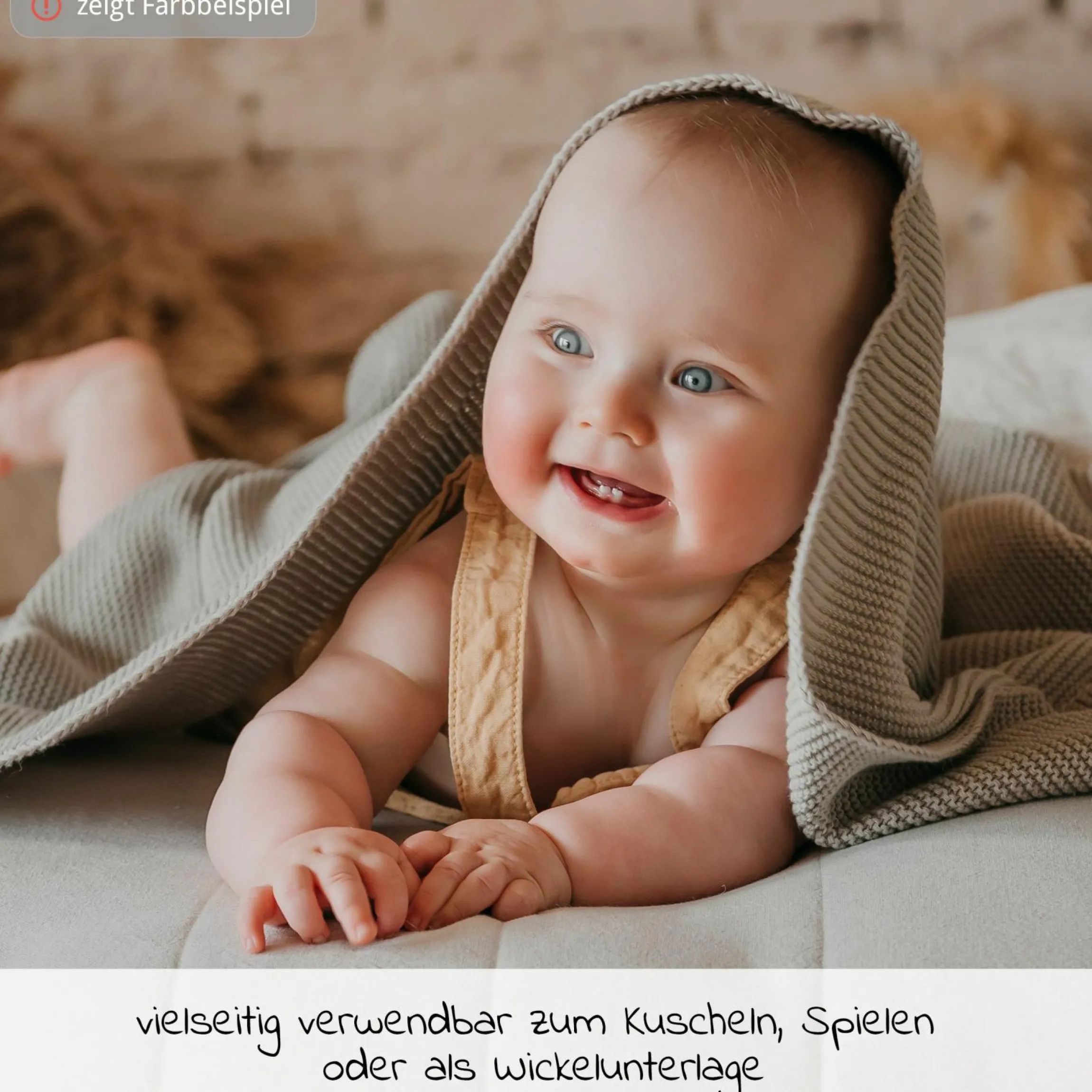 Babydecke Knitt Blanket in Strickoptik 75 x 100 cm - Vanille Ice