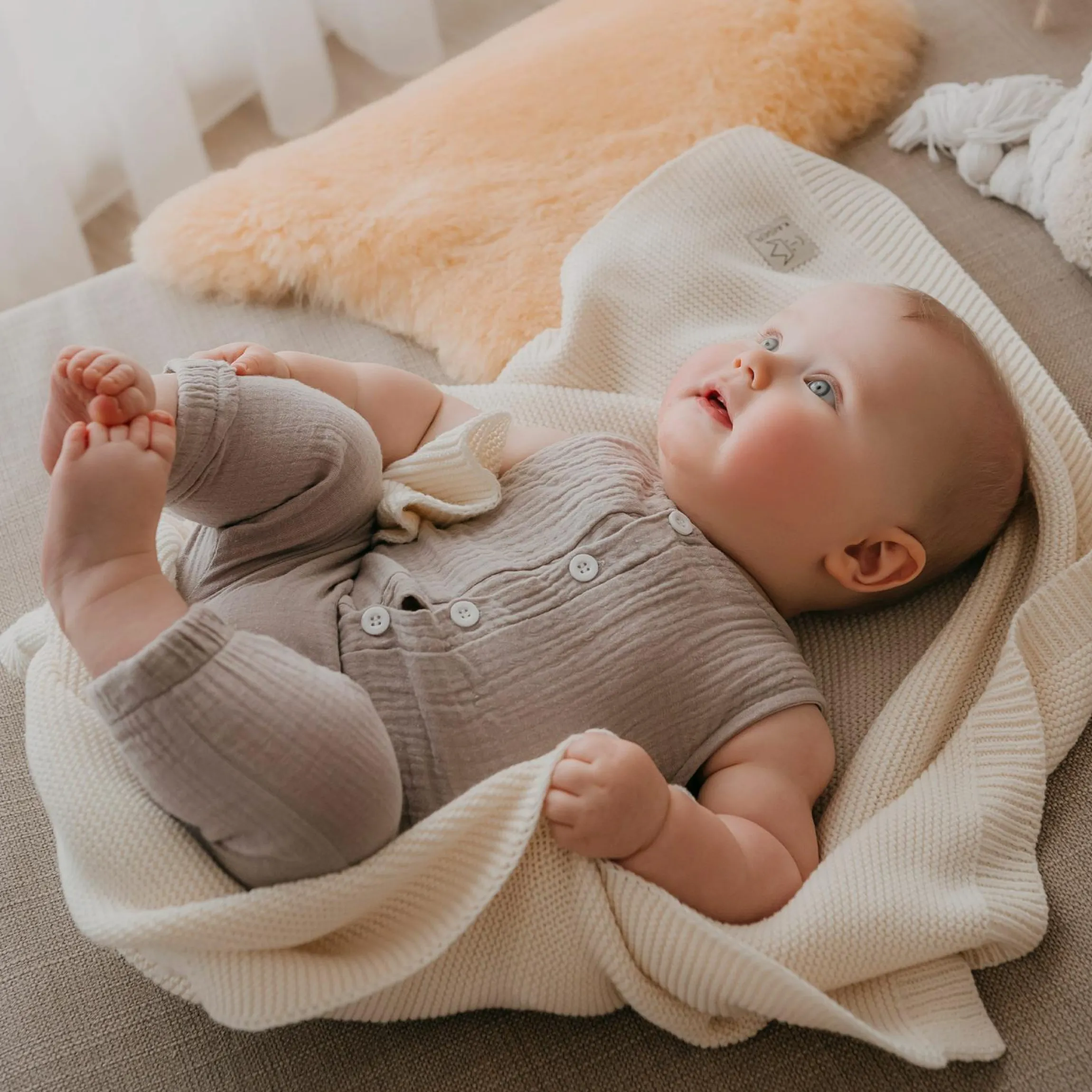 Babydecke Knitt Blanket in Strickoptik 75 x 100 cm - Vanille Ice