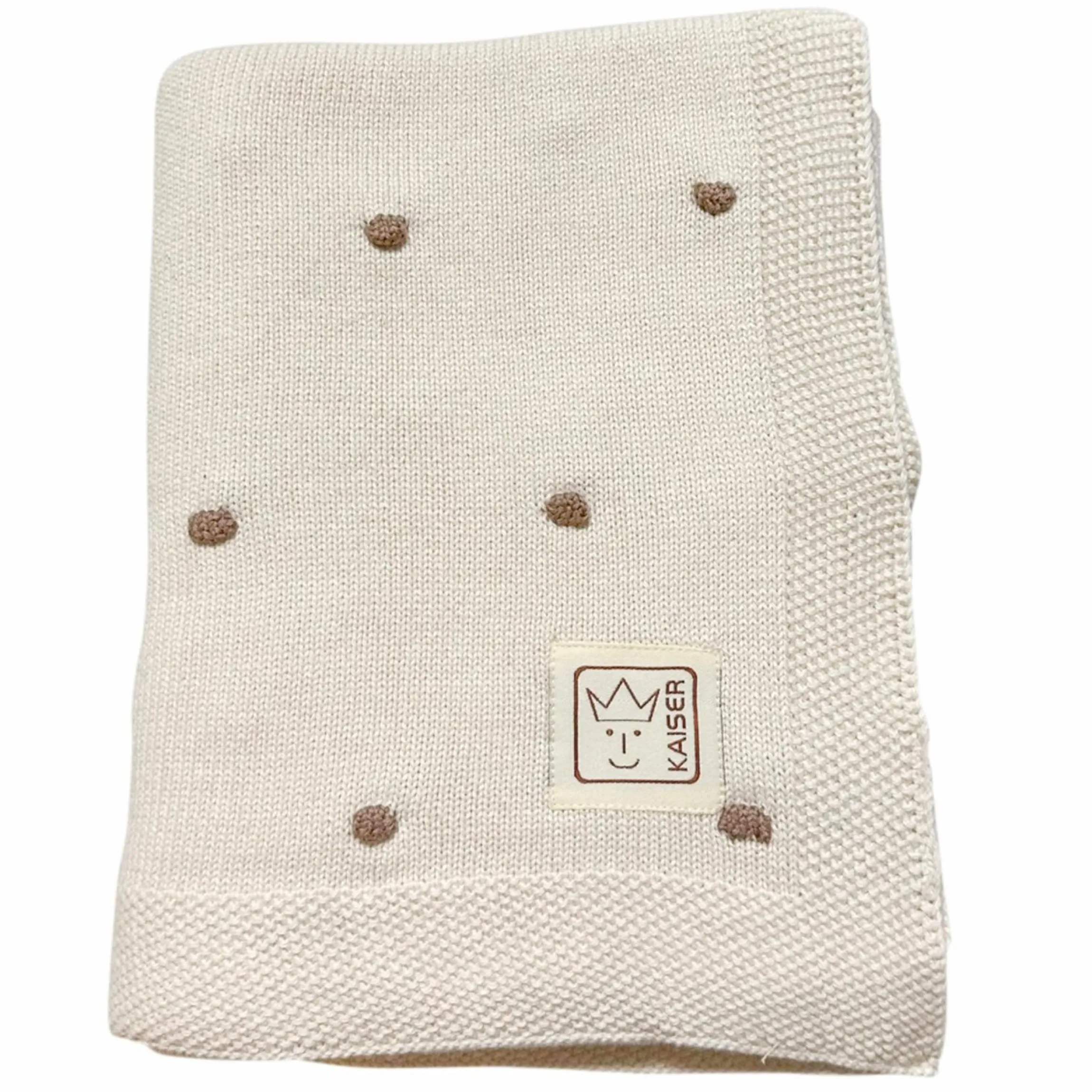 Babydecke Knots in Strickoptik aus 100% Organic Cotton 80 x 100 cm - Creme / Knots Light Brown