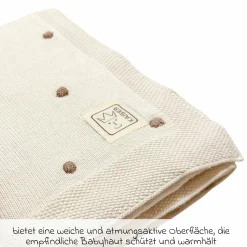 Babydecke Knots in Strickoptik aus 100% Organic Cotton 80 x 100 cm - Creme / Knots Light Brown