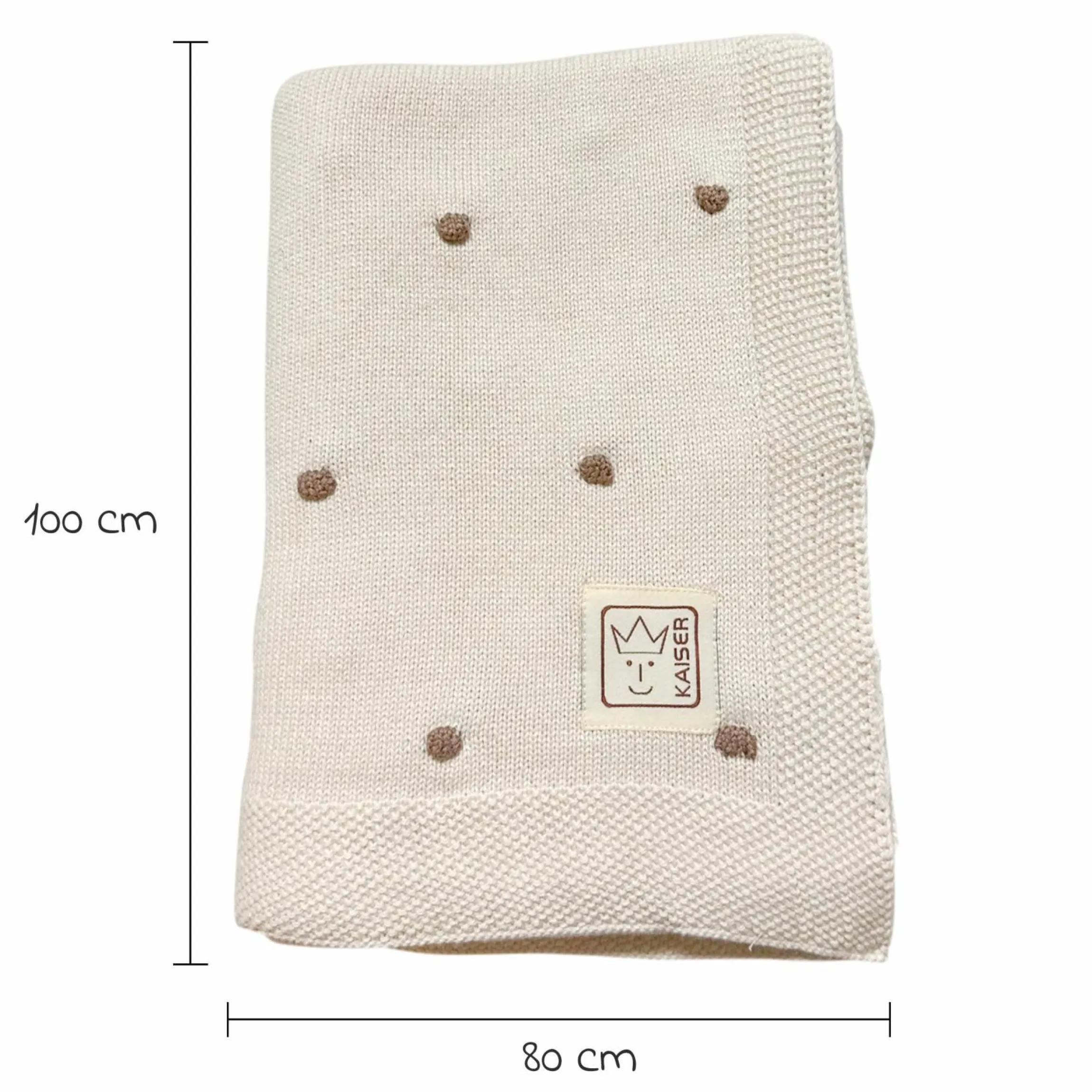 Babydecke Knots in Strickoptik aus 100% Organic Cotton 80 x 100 cm - Creme / Knots Light Brown