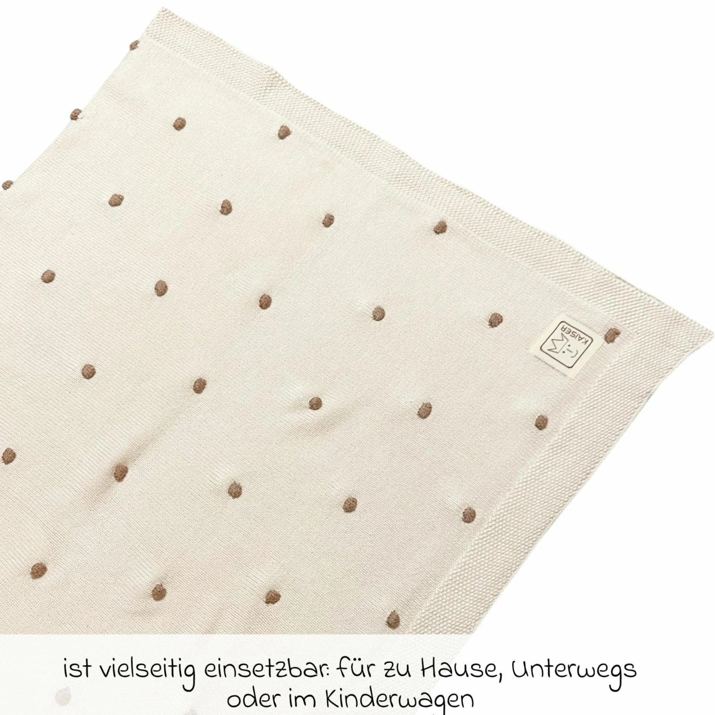 Babydecke Knots in Strickoptik aus 100% Organic Cotton 80 x 100 cm - Creme / Knots Light Brown
