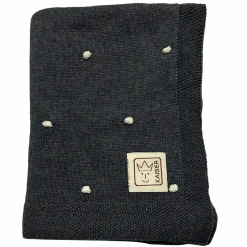 Babydecke Knots in Strickoptik aus 100% Organic Cotton 80 x 100 cm - Dark Grey Melange / Knots Natural