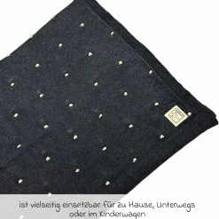 Babydecke Knots in Strickoptik aus 100% Organic Cotton 80 x 100 cm - Dark Grey Melange / Knots Natural