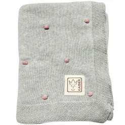 Babydecke Knots in Strickoptik aus 100% Organic Cotton 80 x 100 cm - Light Grey / Knots Rosa
