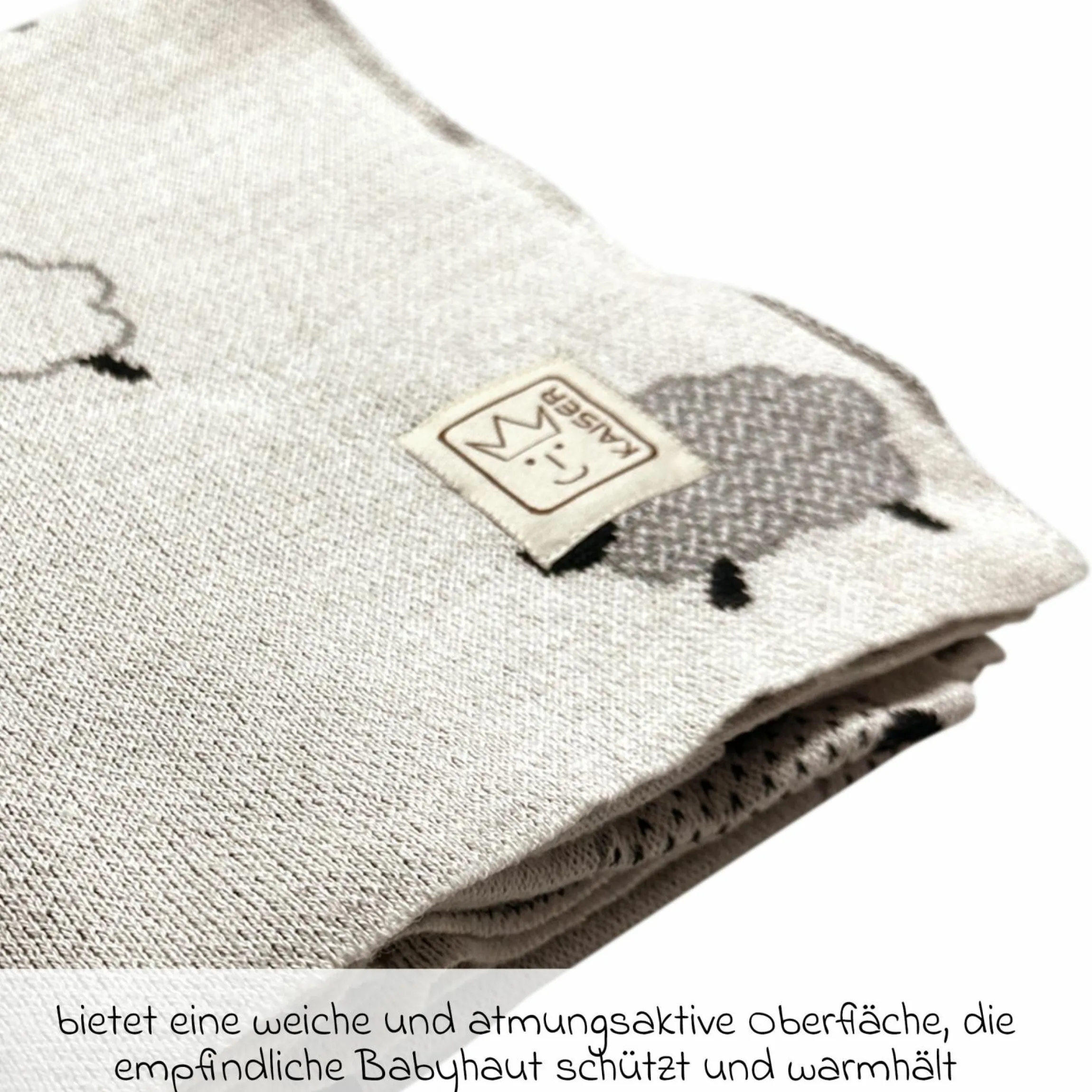 Babydecke Sheep in Strickoptik aus 100% Organic Cotton 80 x 100 cm - Natural Combo