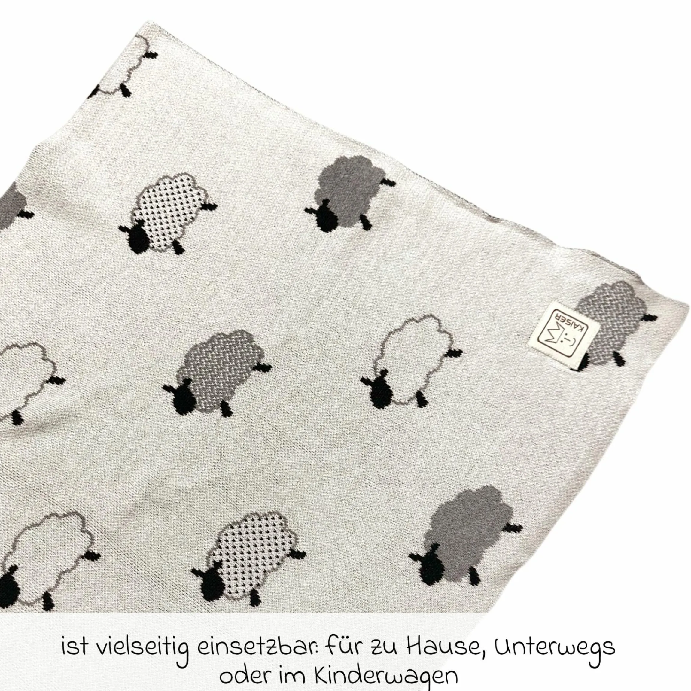 Babydecke Sheep in Strickoptik aus 100% Organic Cotton 80 x 100 cm - Natural Combo