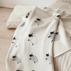 Babydecke Sheep in Strickoptik aus 100% Organic Cotton 80 x 100 cm - Natural Combo