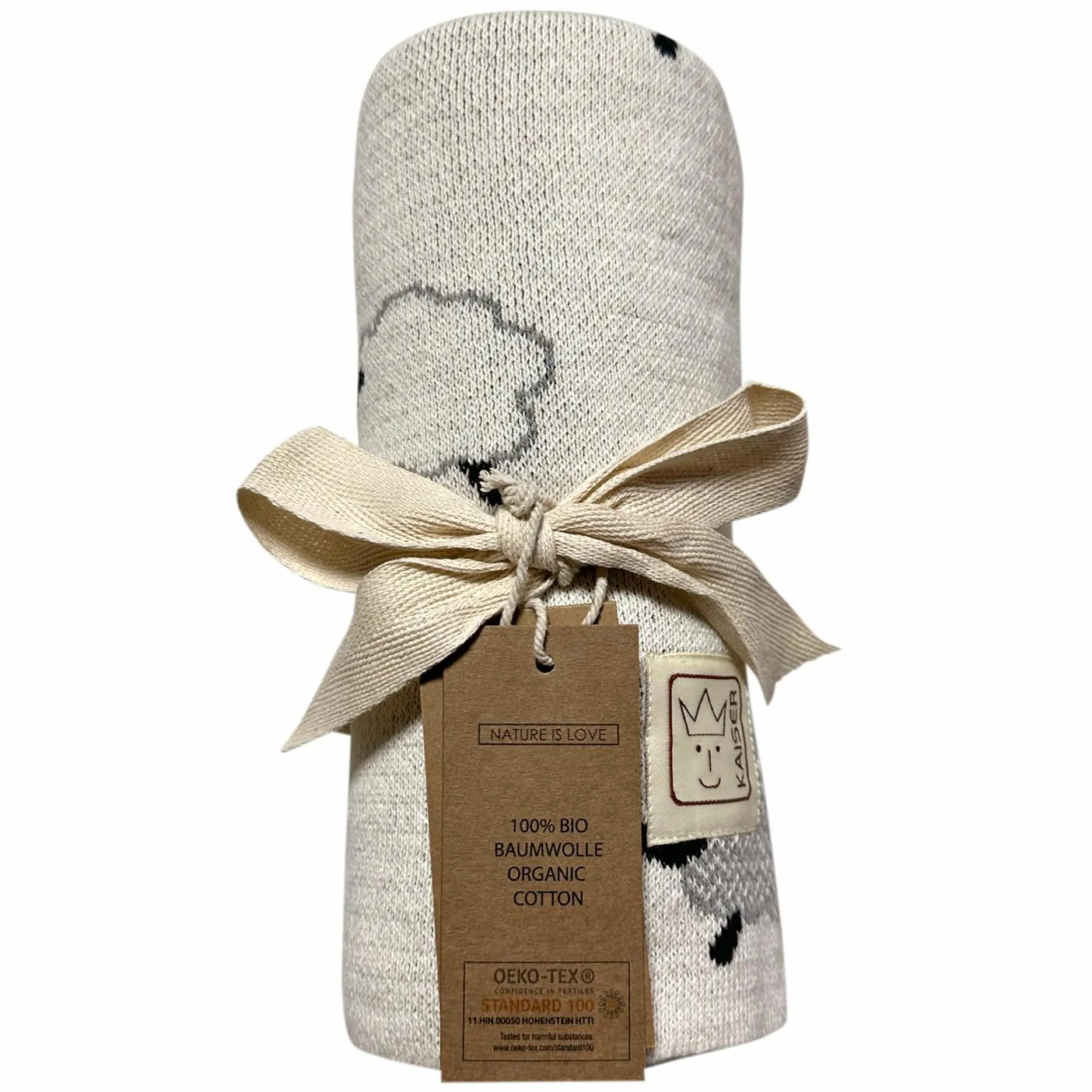 Babydecke Sheep in Strickoptik aus 100% Organic Cotton 80 x 100 cm - Natural Combo