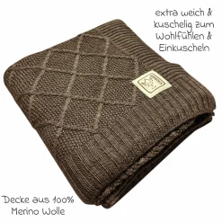 Babydecke Wool in Strickoptik aus 100% Merino Wolle 80 x 100 cm - Latte´