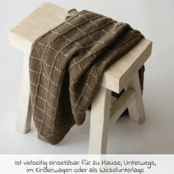 Babydecke Wool in Strickoptik aus 100% Merino Wolle 80 x 100 cm - Latte´