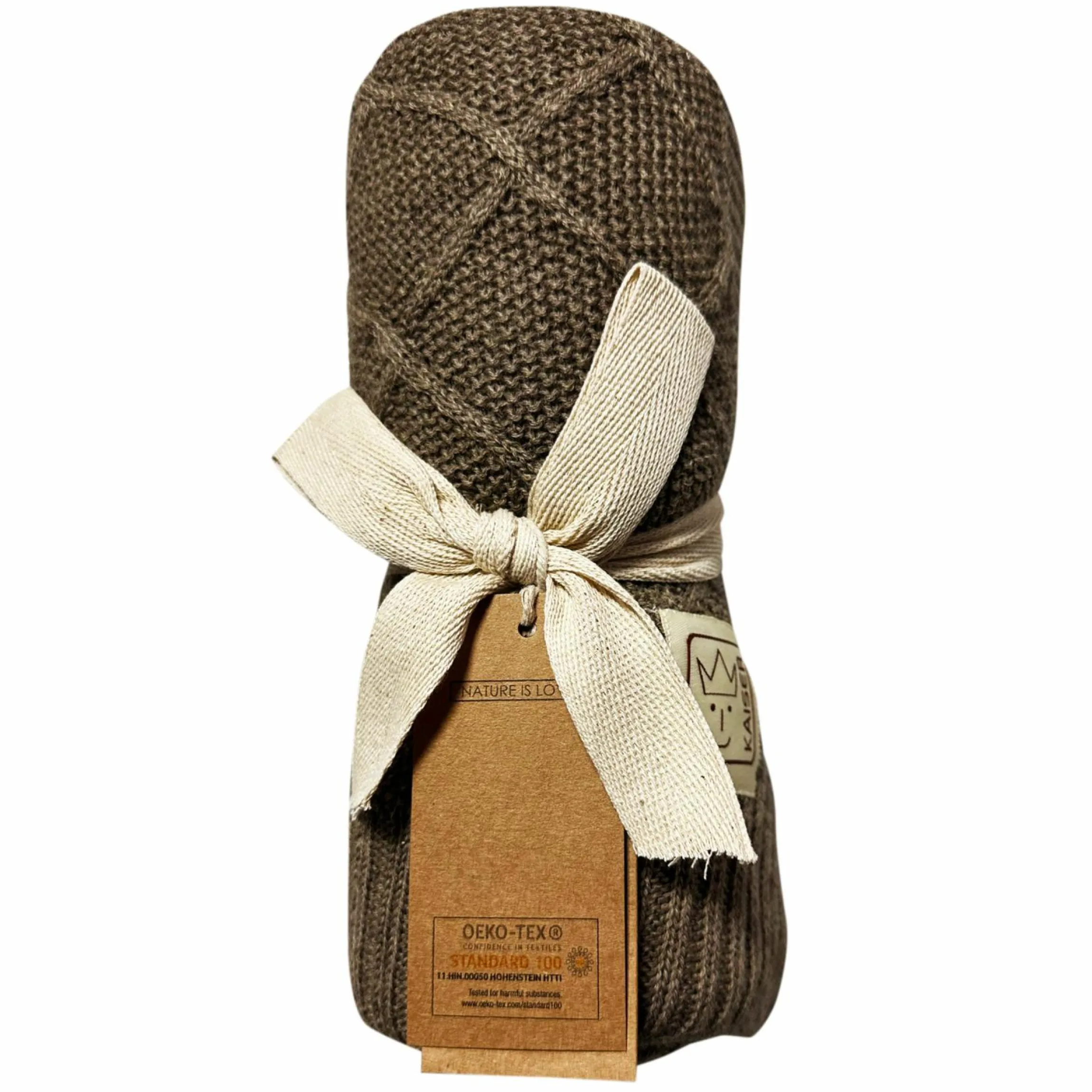 Babydecke Wool in Strickoptik aus 100% Merino Wolle 80 x 100 cm - Latte´