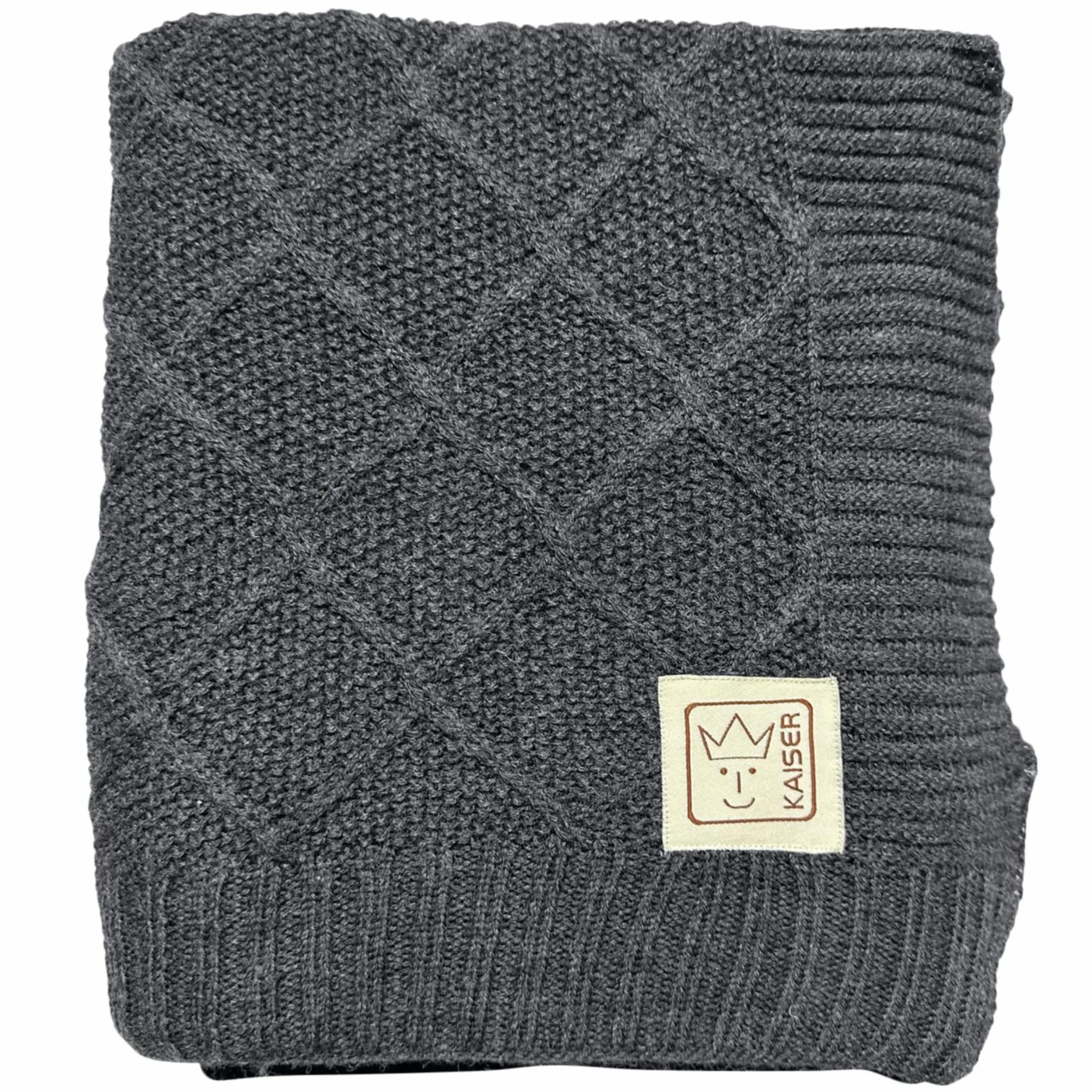 Babydecke Wool in Strickoptik aus 100% Merino Wolle 80 x 100 cm - Graphite