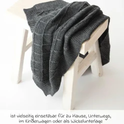Babydecke Wool in Strickoptik aus 100% Merino Wolle 80 x 100 cm - Graphite