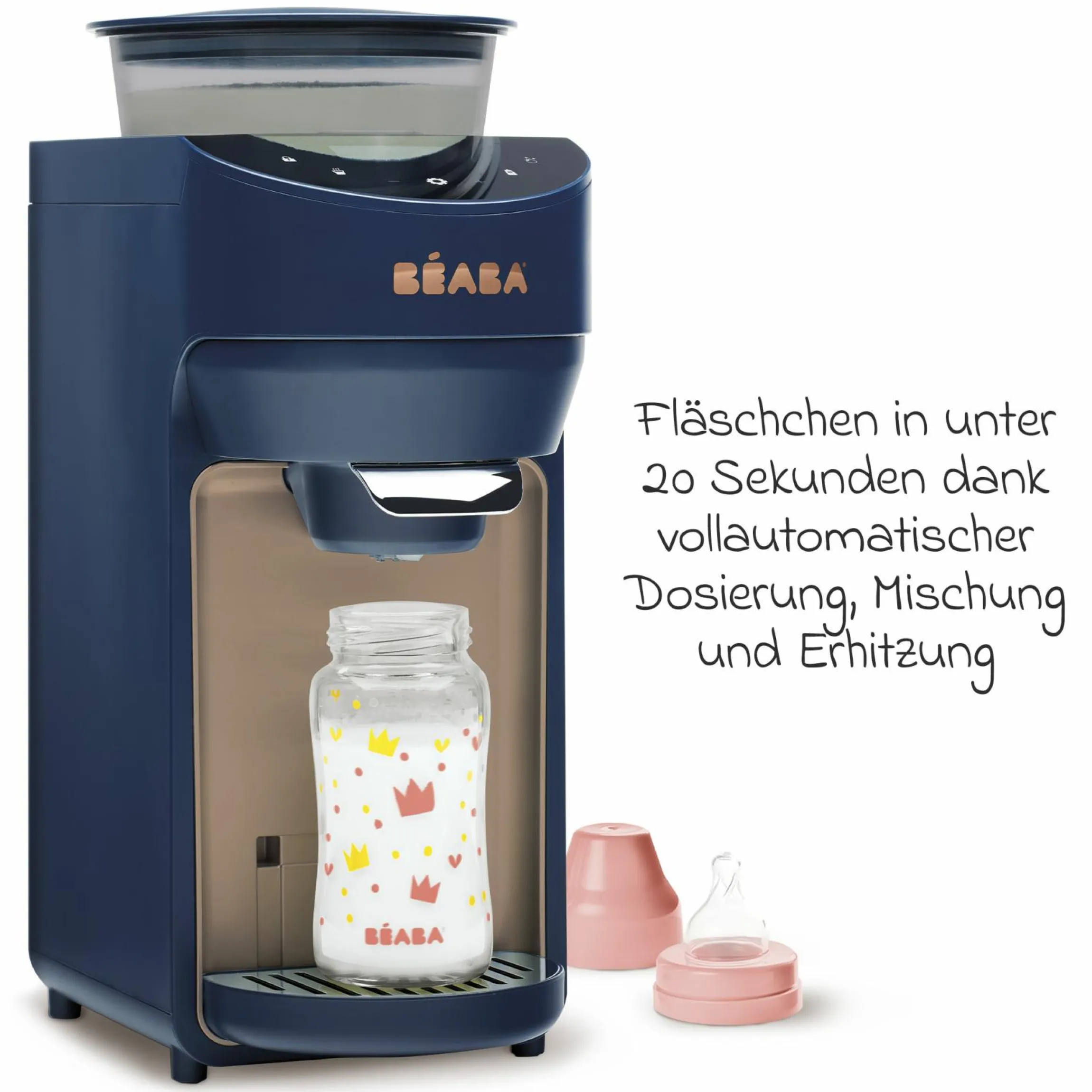 Babyflaschenzubereiter Milkeo® Plus - Vollautomat für Babys Fläschchen (dosieren + erhitzen + vermischen) - Nachtblau