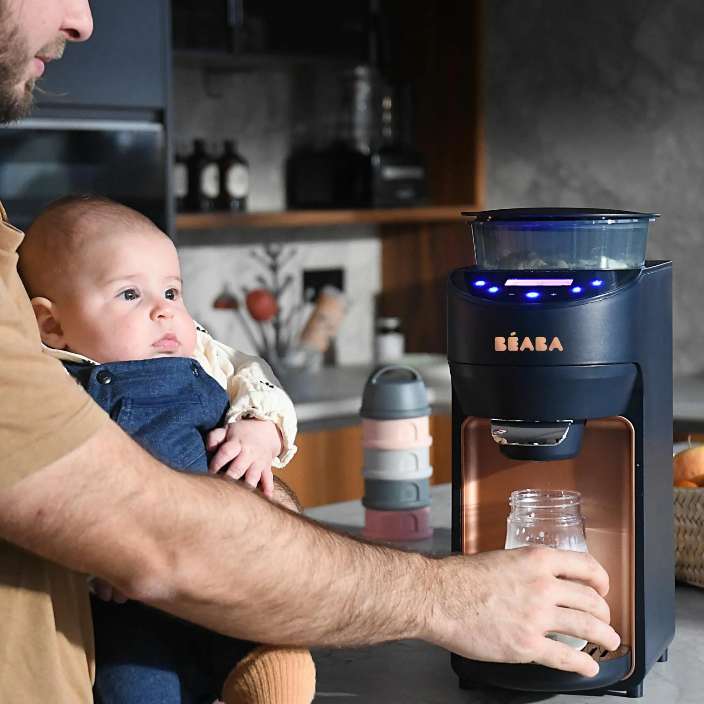 Babyflaschenzubereiter Milkeo® Plus - Vollautomat für Babys Fläschchen (dosieren + erhitzen + vermischen) - Nachtblau