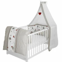 Baby-Komplett-Bett-Set Lukas inkl. Bettwäsche, Himmel, Himmelstange, Nestchen & Matratze  Weiß 70 x 140 cm - Adam & Eule