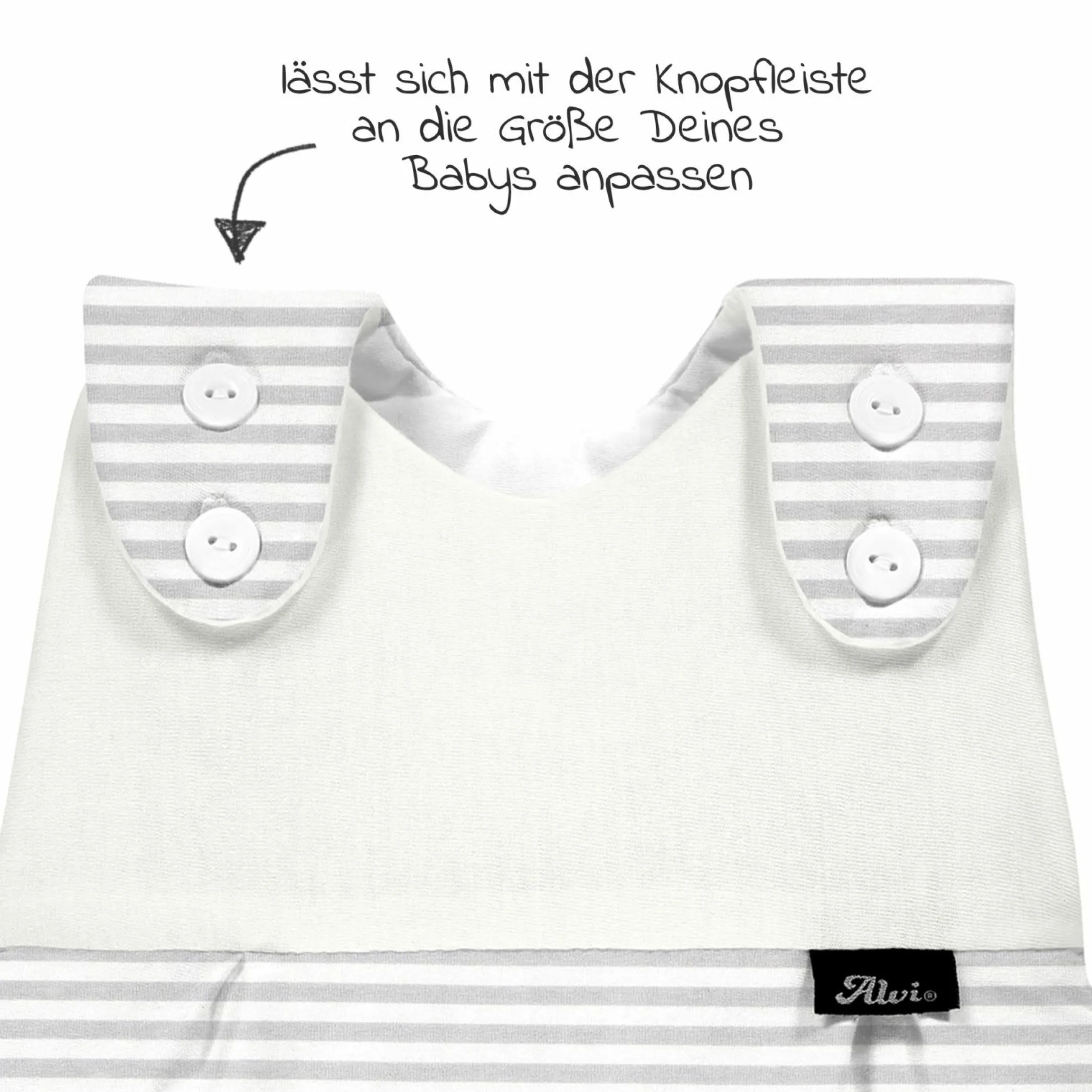 Baby-Mäxchen Außensack - Faces Stripes - Grey - Gr. 56/62
