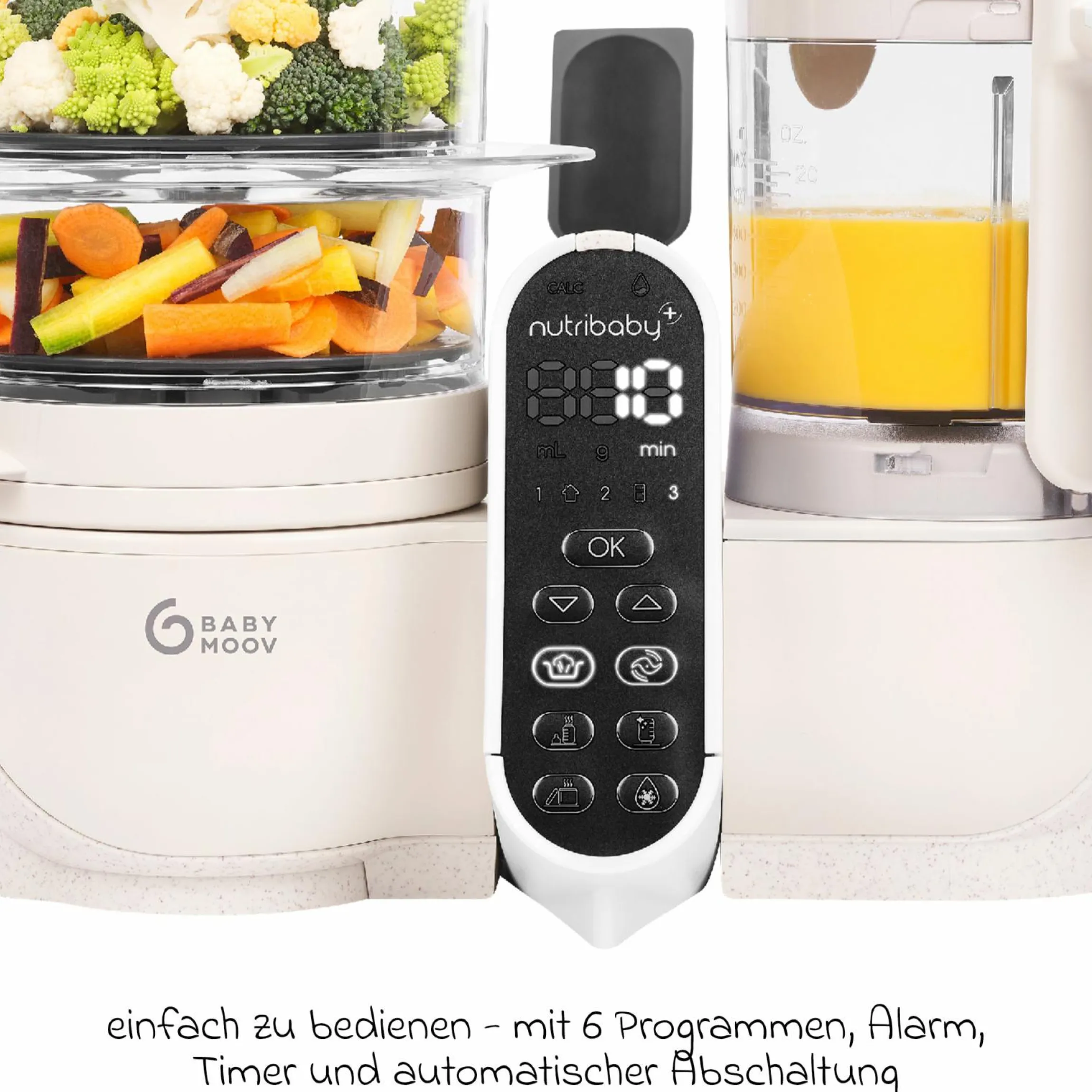 Babynahrungszubereiter Nutribaby Plus - schonendes Dampfgaren, Mixen, Sterilisieren, Aufwärmen & Auftauen - Mineral Beige