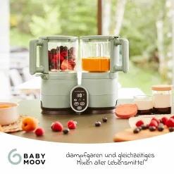 Babynahrungszubereiter Nutribaby Glass - schonendes Dampfgaren, Mixen, Sterilisieren, Aufwärmen & Auftauen - Green Celadon