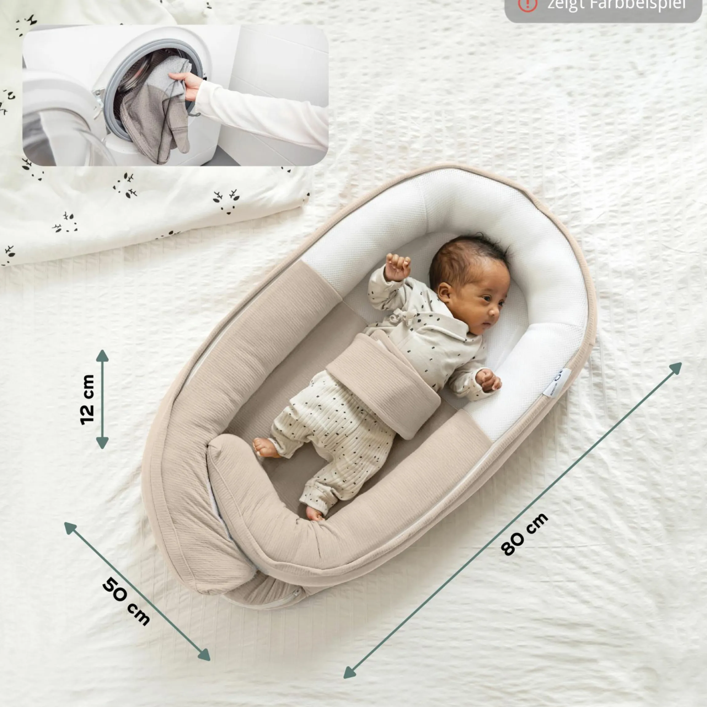 Babynest Cocoon mit Bauchgurt - Tetra Green