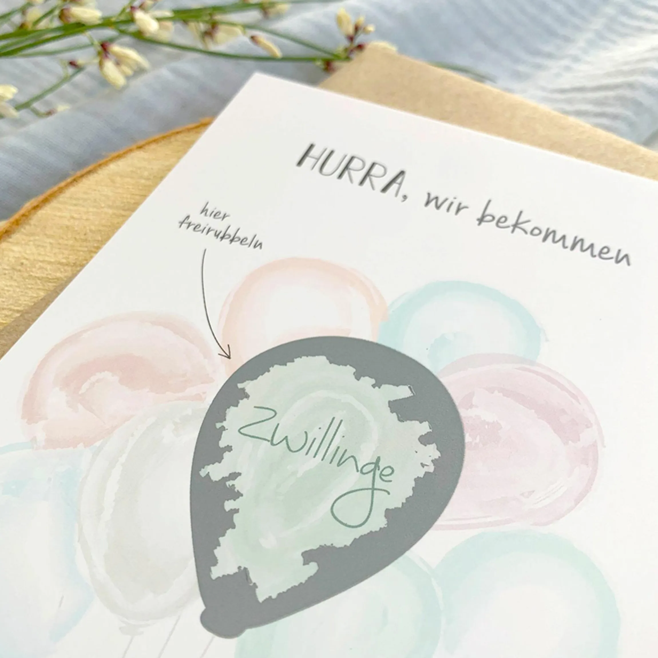 Baby-Rubbelkarte - Schwangerschaft - Wir bekommen Zwillinge