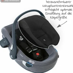 Babyschale Albert i-Size 1.2 ab Geburt - 18 Monate (40 cm - 85 cm, bis 13 kg) inkl. Neugeboreneneinlage, Sonnenverdeck & verstellbare Kopfstütze - Blueberry